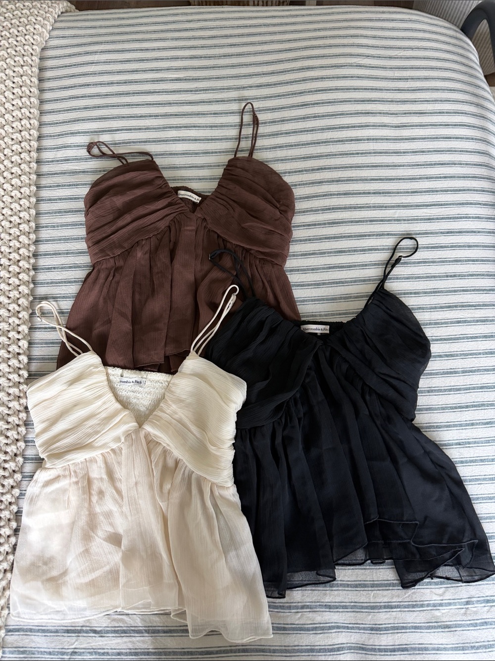 Abercrombie & Fitch Babydoll Tops - Black, Brown, Cream